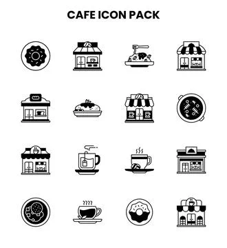 Cafe DuoTone Vector Icons Pack Stock Illustration