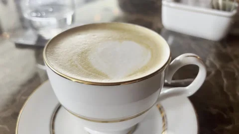 Cafe Elixir Savory Cappuccino in a White Porcelain Cup Vídeo Stock 241208210