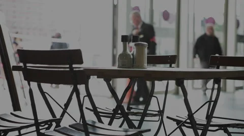 Cafe Empty Seats People Pass Blurred Stock Footage 41871357