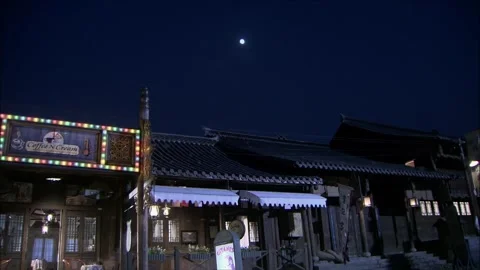 Cafe exterior at night Stock Footage 261633292