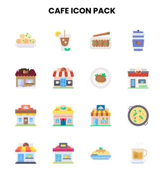 Cafe Flat Bundle Icons Pack Stock Illustration