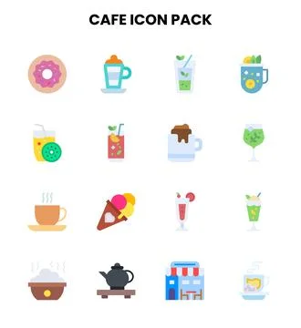 Cafe Flat Graphics Icons Pack Stock Illustration
