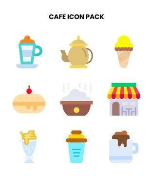 Cafe Flat Scalable Icons Pack Stock Illustration