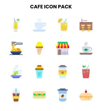 Cafe Flat UI Icons Pack イラスト素材