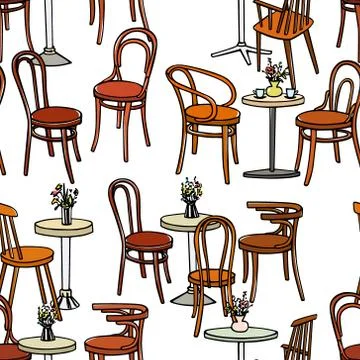 Cafe furniture pattern Stock Illustration