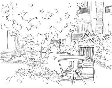 Cafe in the Garden Stock Illustration