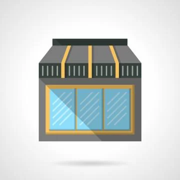Cafe glass storefront flat design vector icon Stock Illustration