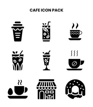 Cafe Glyph Graphics Icons Pack Stock Illustration