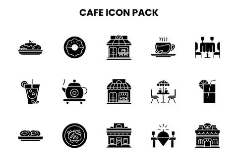 Cafe Glyph Graphics Icons Pack 库存插图