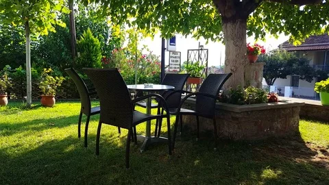 Cafe at green yard 스톡 동영상 80127351