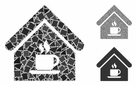 Cafe house Composition Icon of Irregular Pieces Stock Illustration