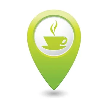 Cafe icon green map pointer Stock Illustration