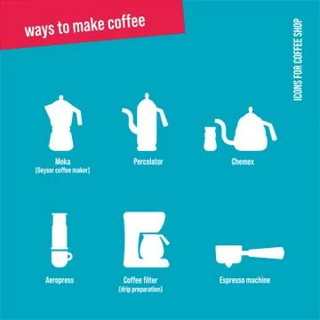Cafe Icons Set. Ways to make coffee Stock Illustration