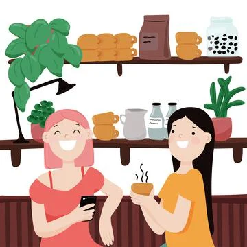 In a cafe 스톡 일러스트