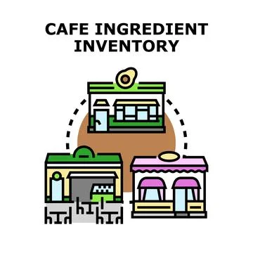Cafe ingredient inventory management system concept Stock Illustration