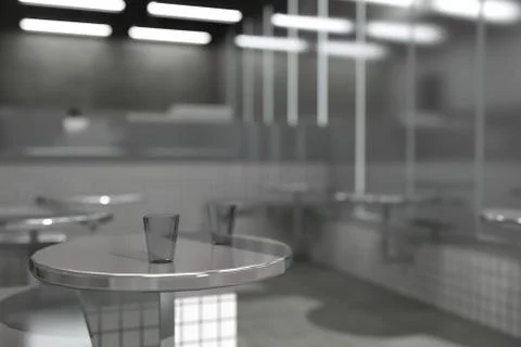 Cafe inside and cup. Stock Photos