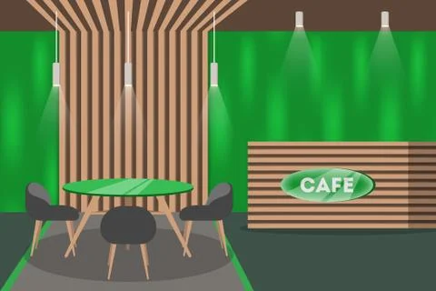 Cafe inteior. People sitting at the table Stock Illustration