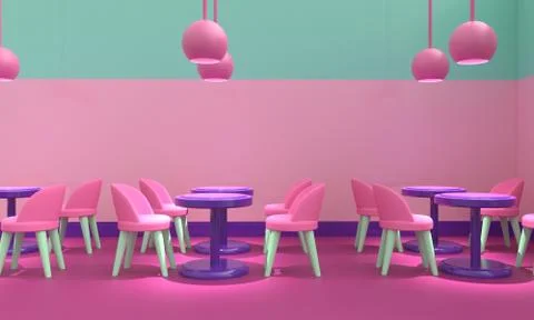Cafe interior. 3d rendering Ilustración de archivo