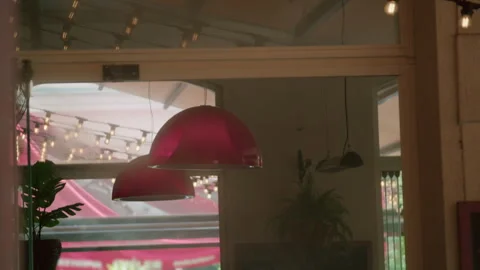 Cafe interior with misting system Stock Footage 270145056