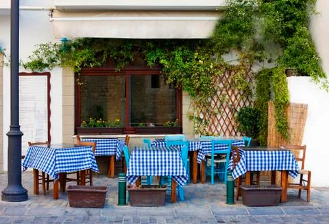 Cafe in Larnaca during Summe Stock Photos