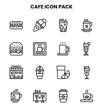 Cafe Line Bundle Icons Pack Stock Illustration