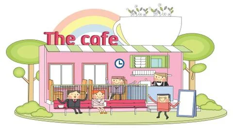 Cafe line character イラスト素材