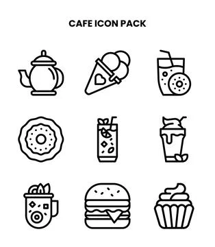 Cafe Line Collection Icons Pack Stock Illustration