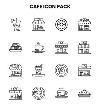 Cafe Line Design Icons Pack Stock Illustration