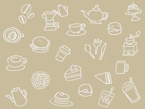 Cafe line drawing icon set. Stock Illustration