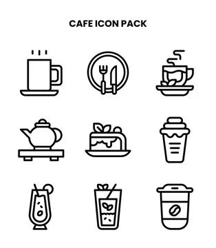 Cafe Line Graphics Icons Pack Stock Illustration
