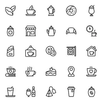 Cafe Line Icons Pack Stock Illustration
