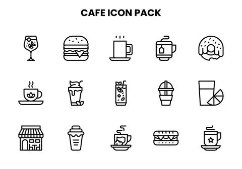 Cafe Line Scalable Icons Pack Stock Illustration