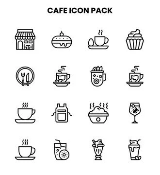 Cafe Line Scalable Icons Pack Stock Illustration