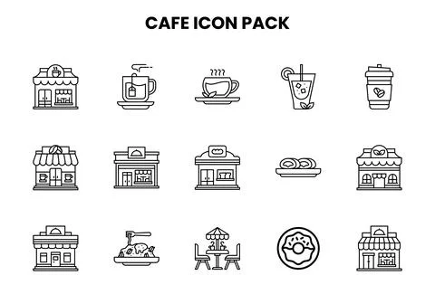 Cafe Line Set Icons Pack Stock Illustration