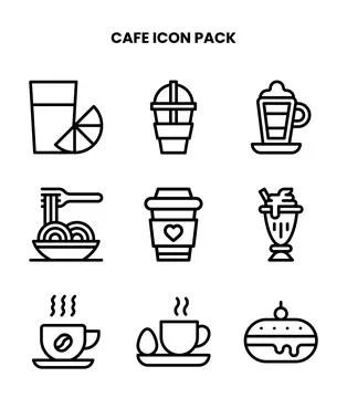 Cafe Line Vector Icons Pack Stock Illustration
