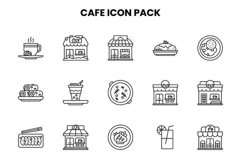 Cafe Line Vector Icons Pack Stock Illustration