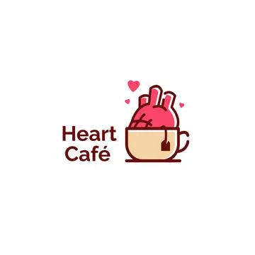Cafe logo vector icon illustration with cup and heart inside Stock Illustration