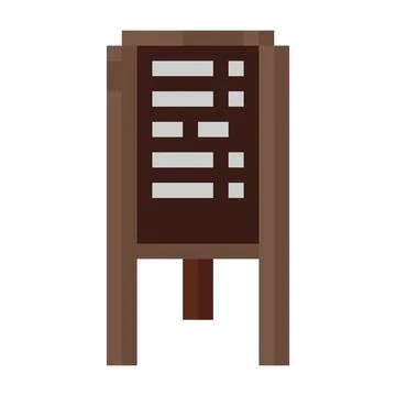 Cafe menu board chalkboard sign pixel art style graphic brown wooden frame Illustrazione stock