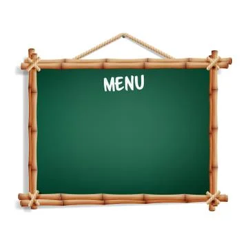 Cafe Menu Board. Isolated On White Background. Realistic Green Chalkboard With Illustrazione stock