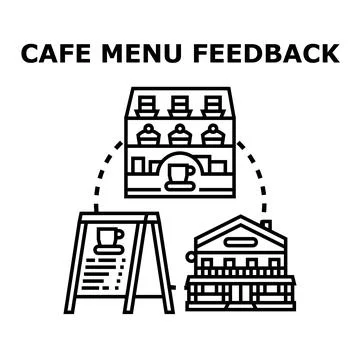 Cafe menu feedback process evaluating customer experience Stock Illustration