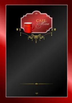 Cafe menu with red cup image. Vector illustration Stock Illustration