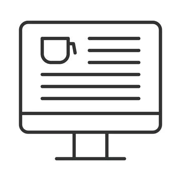 Cafe menu screen icon in line design. cafe menu, digital menu, online cafe board Stock Illustration