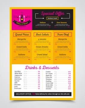 Cafe Menu Template Realistic Image Stock Illustration