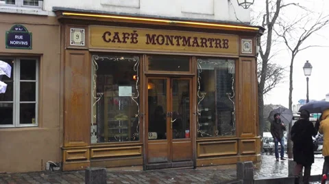 Cafe Montmartre in Paris Stock Footage 38413488