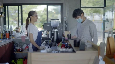 Cafe New Normal Stock Footage 147359030