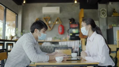 Cafe New Normal Stock Footage 147359606