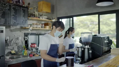 Cafe New Normal Stock Footage 147360176