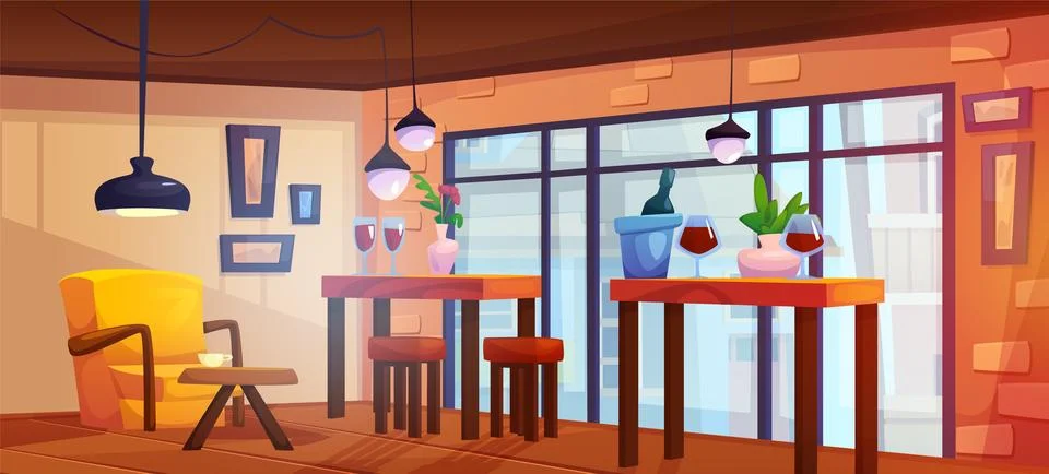 Cafe or restaurant interior Stock Illustration