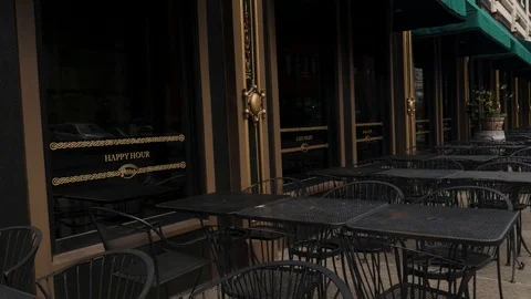 Cafe Outside Seating Stock Footage