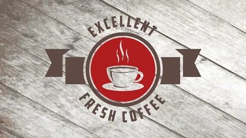 Cafe packing with a rounded mark surrounding a warm mug with vapor arriving out Stock-Footage 128703227